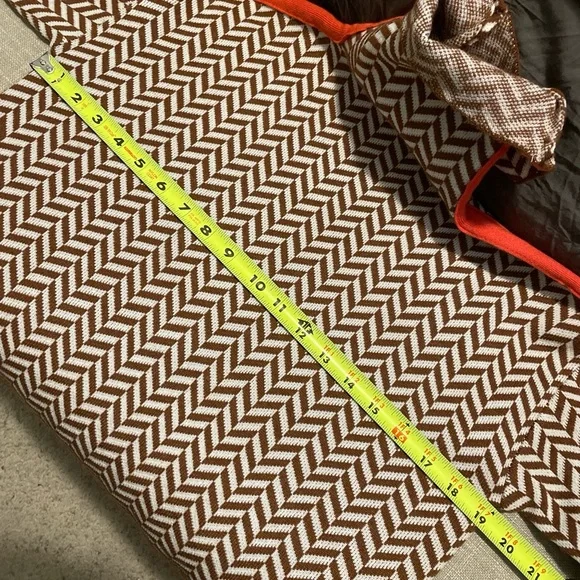 Women’s Pullover Sweater Size S Brown White Orange HighNeck Classic Herringbone - Picture 10 of 11